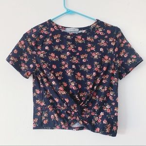 Gaze Floral Crop Top Knot Size S EUC